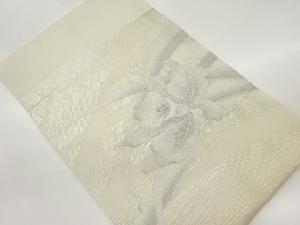 未使用品　 紗 草葉に花模様織出し名古屋帯